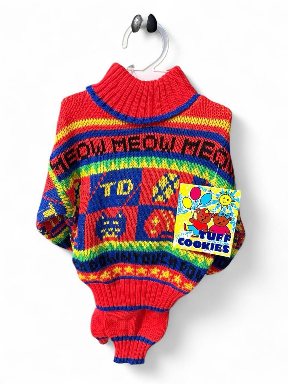 Vintage 80s Tuff Cookies 24M Knit Turtleneck Sweater Outfit Set NWT Football